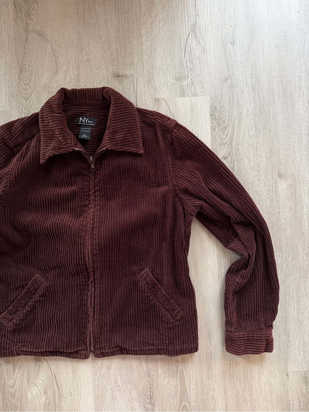 Vintage Y2K Brown Chunky Corduroy Jacket by New York & Company Small